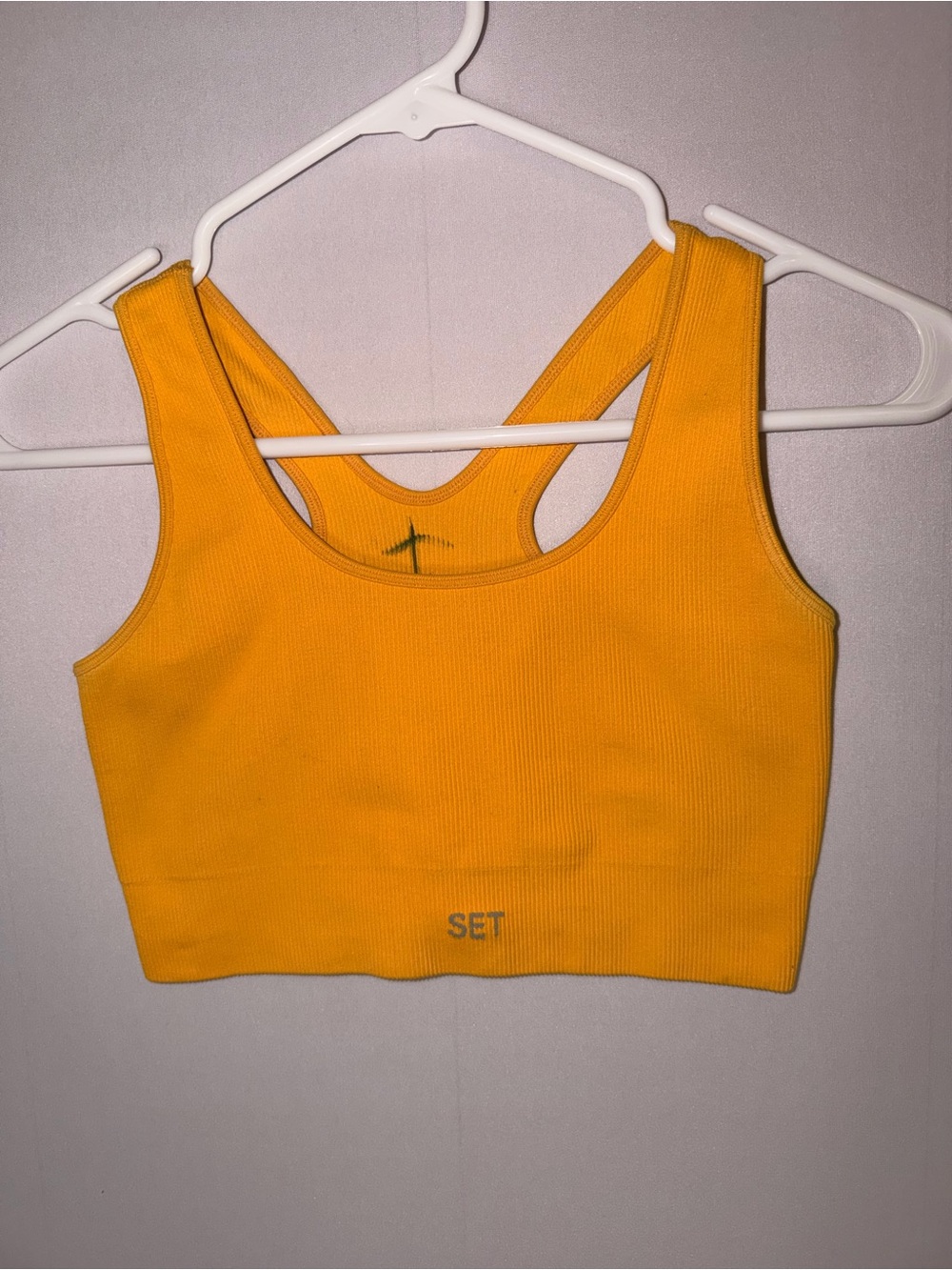 SET Active Yellow Sunflower Ribbed Racerback Sports Bra Size Medium